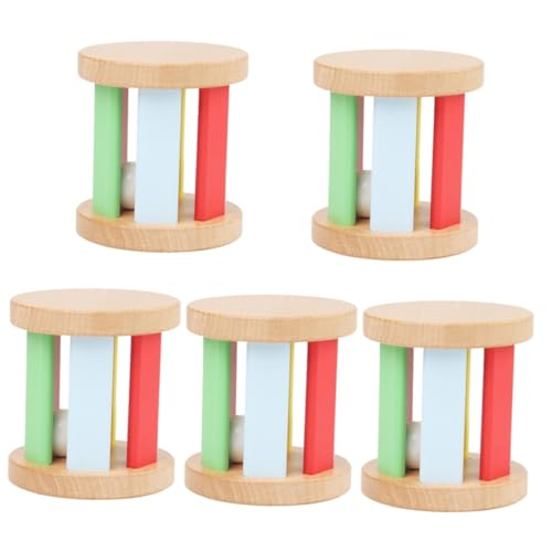 ibasenice 5St Spielzeugroller Kinderspielzeug Spielzeug Spielzeug für Kleinkinder Kleinkindspielzeug Handrasseln Babyrassel aus Holz Puzzle Musikinstrument Schlagzeug die Glocke rütteln von ibasenice