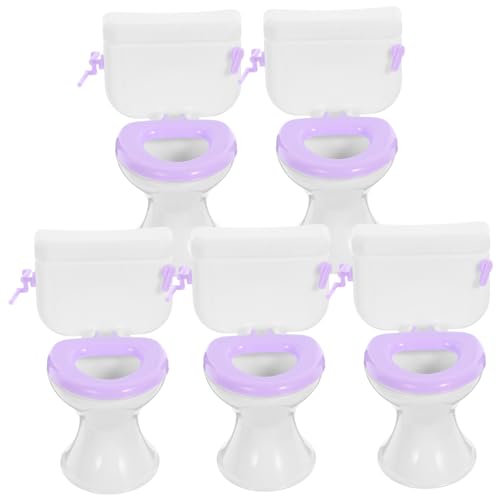 ibasenice 5pcs Puppen-toilettenspielzeug Puppenhaus Toilette Töpfchen Für Babypuppen Puppenhaustoilette Zubehör Für Puppenhäuser Puppenhaus-toilettensitz Puppenhausmöbel Plastik von ibasenice