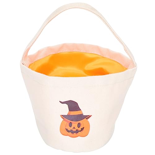 ibasenice 5st Halloween-requisiten Korb Mit Weißen Streifen Kürbis-leckerli-taschen Halloween Süßes Oder Saures Eimer Kleine Korbaufbewahrung Eimer Für Süßigkeiten Halloween-goodie-bag Stoff von ibasenice