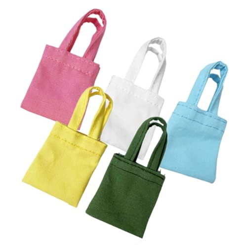 ibasenice 5st Mini Handgefertigte Canvas-Tasche Puppenhaus-Tasche Puppentasche Mini-einkaufstaschen Miniatur-Einkaufstasche Puppenhaus Handtasche Mini-puppenhandtasche Mini-Taschen Segeltuch von ibasenice