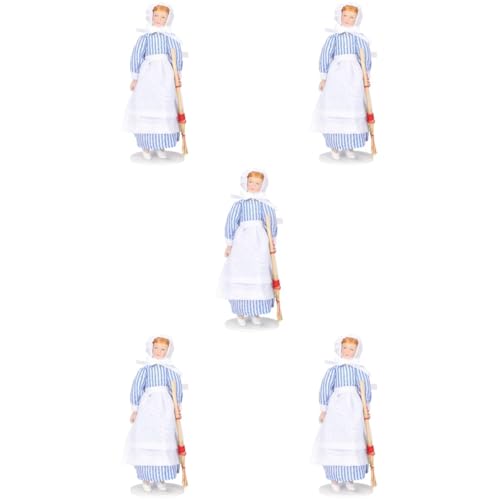 ibasenice 5st Miniatur-porzellanpuppenkoch Küchenmädchenfigur Puppenhauskoch Puppenhaus-Menschen-Figur Dienstmädchenfiguren Puppenhausmädchen Miniaturfigur Beweglich Kind Spielset Stoff von ibasenice