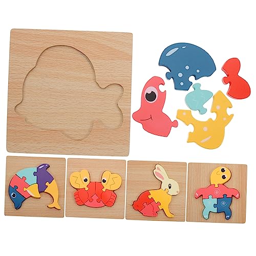 ibasenice 5st Pädagogisches Puzzlespielzeug Lernspielzeug Für Lernpuzzlespielzeug Lernspielzeug Aus Holz Kinderspielzeug Cartoon-holzpuzzle Cartoon-Puzzle- Hölzern von ibasenice