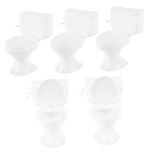 ibasenice 5st Toilettenmodell Miniaturspielzeug Für Puppe Puppe Toilette Toilettenspielzeug Für Babys Toilettenspielzeug Toilette Kuchendeckel Miniatur-badezimmermöbel Abs Weiß von ibasenice