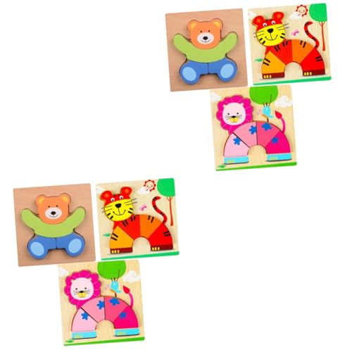 ibasenice 6 STK Puzzle für Kinder Holzspielzeug für Kleinkinder Holzspielzeug Set Holzspielzeug für Babys Dreidimensionales Puzzlebrett aus Holz Cartoon Holzpuzzles Puzzles aus Holz Bambus von ibasenice