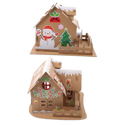 ibasenice 6 Sätze Weihnachtsplätzchenhaus DIY-Spielzeug leuchtende hausgemachte Hütte weihnachtsspielzeug Kinder weihnachtsbasteln weihnachtsdeko Weihnachtsplätzchen Lernspielzeug ， von ibasenice