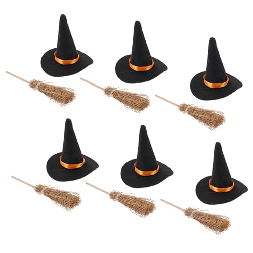 ibasenice 6 Satz Teiliges Mini-hexenhut Besen-Set aus Filz und Holz Kleine DIY Halloween Dekoration Filigrane Muster Robust Handfreundlich für Party Bastelbedarf ibasenice 6 Satz Teiliges Mini-hexenhut Besen-Set aus Filz und Holz Kleine DIY Halloween Dekoration Filigrane Muster Robust Handfreundlich für Party Bastelbedarf von ibasenice