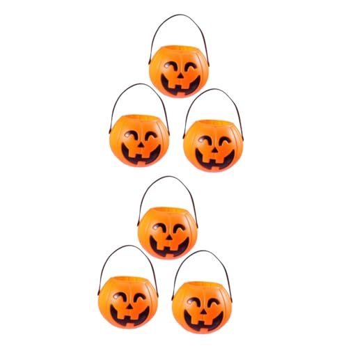 ibasenice 6 Stk Kürbis Eimer großer Halloween-Kürbiseimer süß panier Bonbons für Goodie-Bags halloween pumpkin halloweenkürbis Kürbislaterne tragbarer Kürbiseimer Plastik Orange von ibasenice