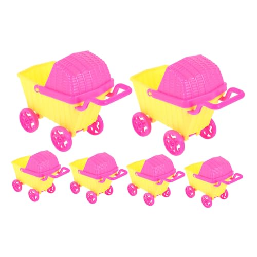 ibasenice 6 Stück Puppenwagen kaufmannsladen Kinderwagen Mini Einkaufswagen Rollenspiel Auto Dolly Einkaufswagen Puppenhaus -Accessoire Plastik von ibasenice