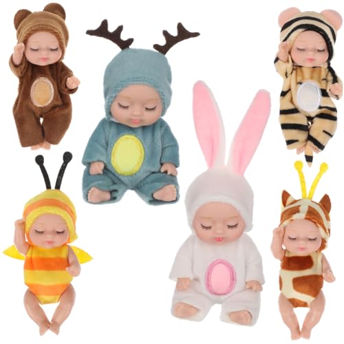 ibasenice 6 Stück Teiliges Mini Dolls Schlafende Reborn Puppen mit Tiermotiven Weiche Kleine Babypuppen für Mädchen als und Niedliche Dekoration ibasenice 6 Stück Teiliges Mini Dolls Schlafende Reborn Puppen mit Tiermotiven Weiche Kleine Babypuppen für Mädchen als und Niedliche Dekoration von ibasenice