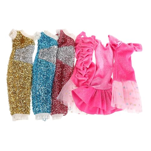 ibasenice 6 Teiliges Formelles EIN Schulter Kleid Für Puppen Pailletten Partykleid Glitzerndes Prinzessinnenkostüm Für Bälle Und Sommerpartys Als Dekoration von ibasenice