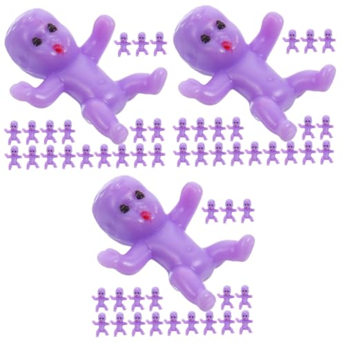 ibasenice 60 STK Mini- -eiswürfel Spielzeug Mini-Babys Babyfiguren Aus Kunststoff Kleine Babypuppen Kleine Babys Mini-Kunststoff- - -minipuppen Violett Plastik von ibasenice