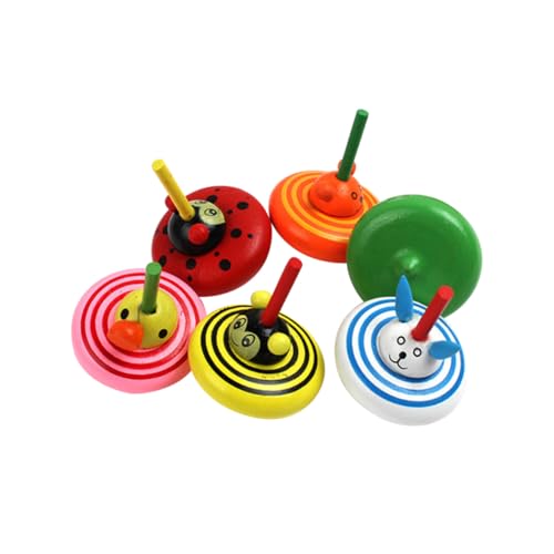 ibasenice 6St Kinder-Gyroskop-Spielzeug Minispielzeug für Kinder lustiges Steckspielzeug Lernspielzeug Kinder holzspielzeug kinderspielzeug spielzeuge Holzplatte kleines Oberteil Hölzern von ibasenice