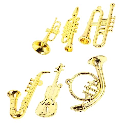 ibasenice 6St Mini-Instrumentenmodelle bastelmaterial für bastelsets für Ornamente Musical Baum Miniaturinstrumente für Mini-Kunststoff-Musikinstrument Plastik Golden von ibasenice