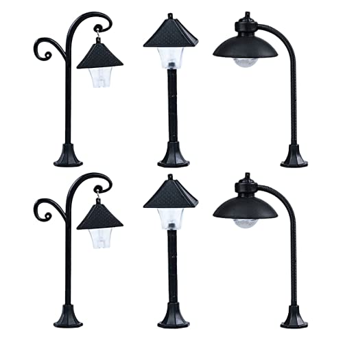 ibasenice 6St Modell Straßenlaterne LED-Glühbirne Nacht Miniatur Laterne Lampe Sonnenlicht lichterdeko lichtdeko gartendeko gartenbeleuchtung Mini-Hausdekoration Szene Lampe PVC Black von ibasenice