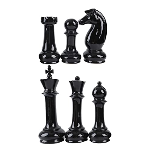 ibasenice 6St Schach Ornamente schachcomputer Chess Schachfiguren-Set Schachspiel Schwarze Büroeinrichtung Schachbrett Schachdekor für den Haushalt interessantes Schach Keramik Black von ibasenice