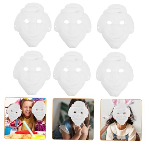 ibasenice 6St handgezeichnete Clownmaske Verkaufsstand Party Gesicht lackierbar Maske reinigen maskiert halloween masken halloweenmaske leere Maskerademasken Papiermasken selber machen Weiß von ibasenice