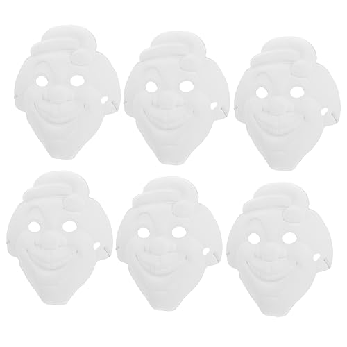 ibasenice 6st Handgezeichnete Clownmaske Maskerade-maske Für Frauen Maske Aus Pappmaché Party Maske Reinigen Lustige Maske Led-maske Basteln Zum Dekorieren Perücke Weiß Papier von ibasenice