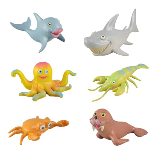 ibasenice 6st Meerestiermodell Kinder Dekor Meeresspielzeug Stofftiere Meerestiere Spielzeug Für Meerestiere Oktopus-Modell Garnelen Figur Oktopus Spielzeug Nautische Heimdekoration PVC von ibasenice