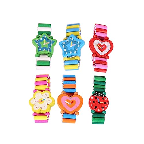 ibasenice 6 Stück Cartoon Ristwatches Preise Kinder Kidult Kinder Kind Fake Kidcraft Spielset Weihnachten Slap Armbänder Party Stimulation Uhr Kinderuhr Aus Holz von ibasenice