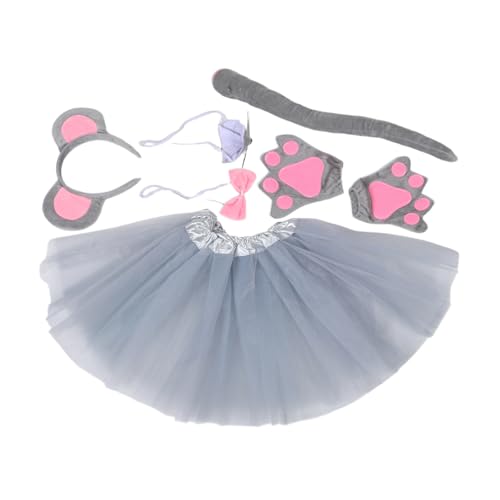 ibasenice 7 Stück Kostüm mit Grauen Ohren Haarreif Tüllrock Handschuhe und Schleife Atmungsaktiv und Leicht für Halloween Karneval Geburtstage und Schulveranstaltungen ibasenice 7 Stück Kostüm mit Grauen Ohren Haarreif Tüllrock Handschuhe und Schleife Atmungsaktiv und Leicht für Halloween Karneval Geburtstage und Schulveranstaltungen von ibasenice