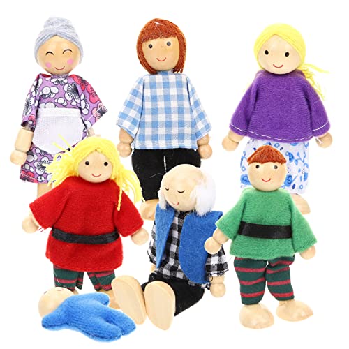 ibasenice Doll House Spielzeug Puppen Set 7 Teiliges Puppenset Holzfiguren Für Rollenspiele Biegepuppen Familie Für Puppenhaus Zubehör Bewegliche Puppen Bunten Outfits Für Kreatives von ibasenice