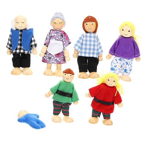 ibasenice Doll House Figuren Puppen 7 Teiliges Set Aus Dekorativen Holzfiguren Für Familienrollenspiel Puppen Bewegliche Miniaturpuppen Für Kleinkinder Und Erwachsene Ideales Für Fantasievolles von ibasenice