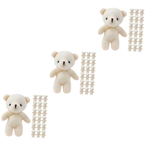 ibasenice 72 STK Bärenanhänger bär Spielzeug Mini-Teddybären Bären-Plüschanhänger Mini-Bären Plüsch Kleiner Gelenkbär Anhänger für Rucksäcke DIY kleine Bären Cartoon-Bär PP Baumwolle Weiß von ibasenice