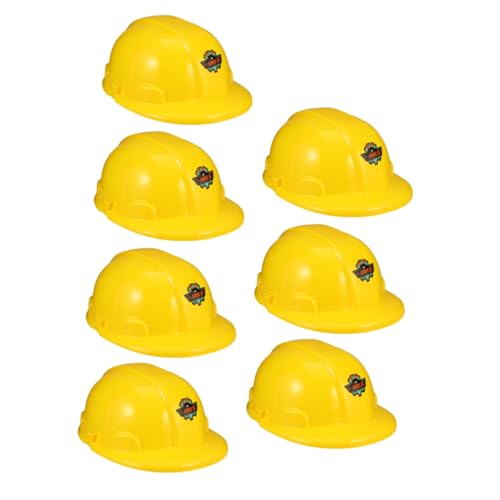 ibasenice 7Pcs Simulations helm kinderkostüme costume spielsachen Baustellenhelm toy set Perückenkappe Roboterhut Bausicherheitskappe Gelber Bauhut für Plastik Yellow von ibasenice