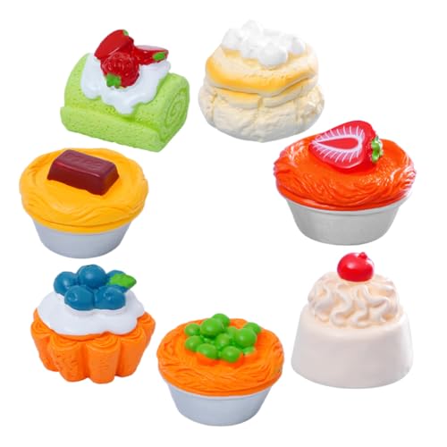 ibasenice 7st Miniaturdesserts Miniaturessen Für Puppenhaus Simuliertes Essen Kleine Obstkuchenfigur Kleiner Kuchen Bäckerei Spielzeug Realistisches Spielzeugfutter Prop Essen Harz von ibasenice