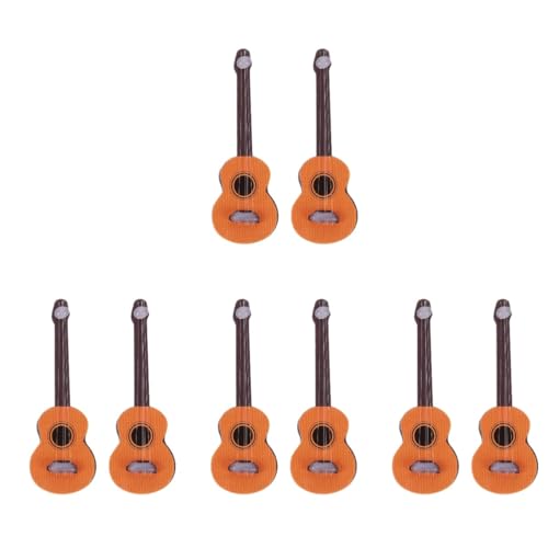 ibasenice 8 STK Simulation Gitarre Miniatur-Ukulele Musikinstrumentenmodell Puppenhaus Dekoration Puppenhaus Modell Gitarrenmodell aus Holz Miniatur-Musikinstrumente hölzern Light Brown von ibasenice