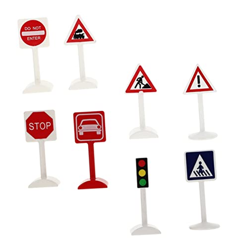 ibasenice 8St Verkehrszeichen-Ornamente Sandtischspielzeug Verkehrszeichen Spielzeug Miniband Verkehrsschilder Spielzeug Straßenschilder für Kinder Ampelspielzeug Mini-Straßenschild Plastik von ibasenice