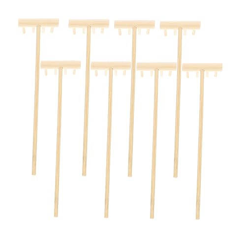 ibasenice 8st Tee -Set -Ornamente Mini -rechen Für Holzarbeiten Schnullerclip Schnullerkette Meditationssandrechen Werkzeug Schnullerkette Ratsche Kit-Dekoration Bandy Beige Bambus von ibasenice