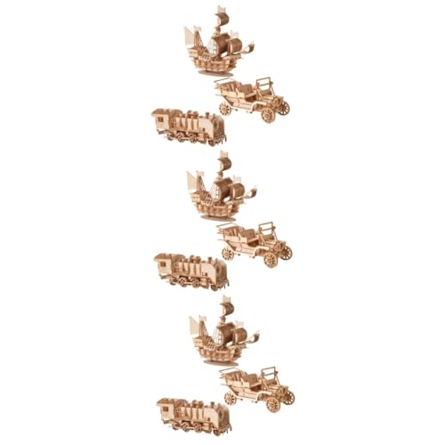 ibasenice 9 Sätze Spielzeug Holzzüge kinderpuzzles aus Holz Rätsel Automodelle für Erwachsene Holzpuzzle für Jungen 3D-Puzzles für Kinder Bahn malen Modellschiff Suite Eltern-Kind Modellauto von ibasenice