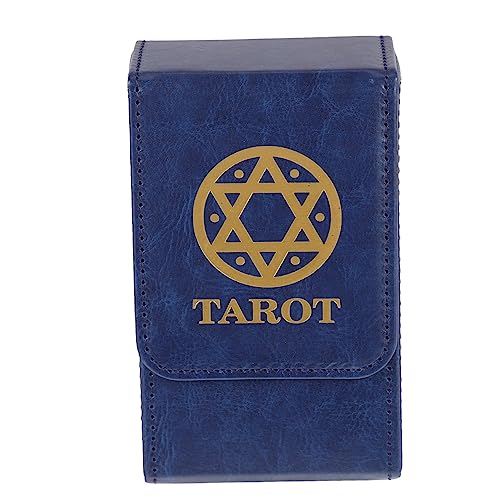 ibasenice Aufbewahrungsbox Aus Holz Organizer-Box Tragbares Deck Magnetischer Behälter Tarot-Box Magnetische Deck-Box Hölzerne Tarot-Box Blaues Pu-Leder Spiele Karten Karten von ibasenice