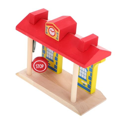 ibasenice Barrikaden-Spielzeug Puzzle-Spielzeug Bausteine ​​für Bahngleise Miniatur-eisenbahntunnelmodell Modelleisenbahnzubehör Kinder Bauen Spielzeug Zugbausteine Eisenbahntankstelle Holz von ibasenice