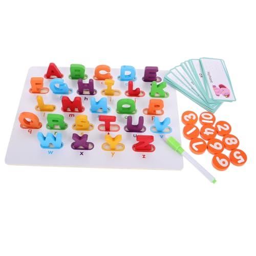 ibasenice Baustein-Puzzle-Spielzeug Zahlenrätsel Spielzeug Passendes Buchstabenspiel Spielzeug Zum Sortieren Von Farben Vorschulzählspielzeug Buchstabenrätsel ABC-lernspielzeug Hölzern von ibasenice