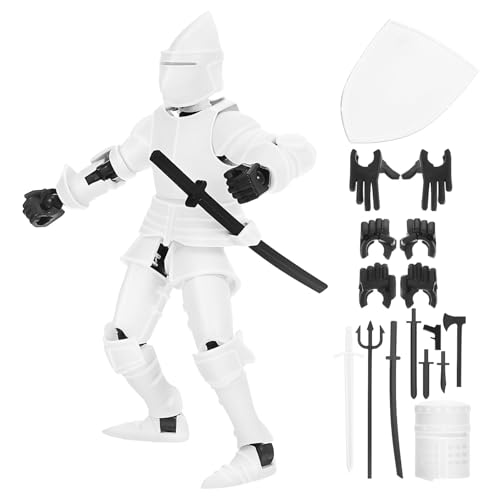 ibasenice Bewegliche Ritter-Actionfigur Mehrgelenkige Bewegliche Roboterfigur Bewegliche Actionfigur Desktop Mittelalterlicher Ritter Dekoration Strichmännchen von ibasenice