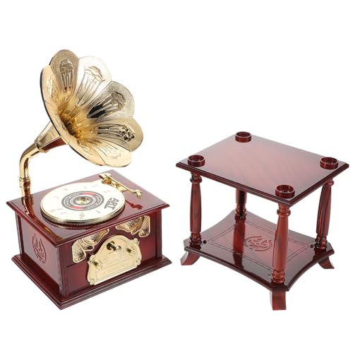 ibasenice Box Grammophon Spieluhr Retro Tischdekoration Klassische Schreibtischdekoration Antike Schreibtischdekoration Retro Schreibtischdekoration Klassische Tischdekoration Aus von ibasenice