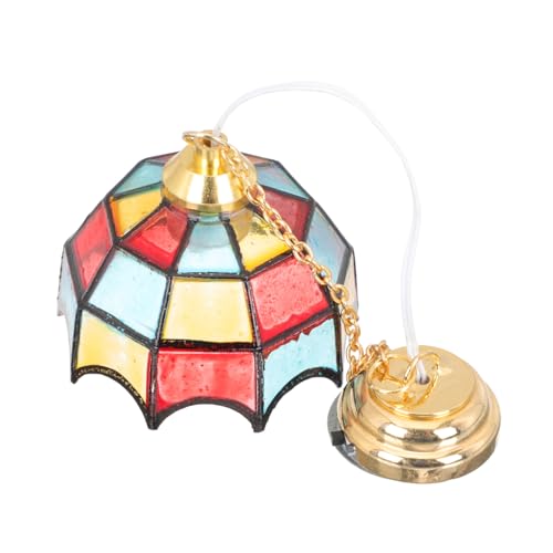 ibasenice Bunter Kronleuchter Mini Pflanzentopf Laterne Nachttisch Mini Ornament Puppenhaus Dekorationen Mini Lampe Elektrische Deckenleuchte Mini Pendelleuchten Mini von ibasenice