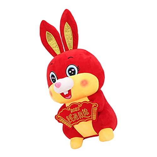 ibasenice Desktop-Kaninchenpuppe Jahr der Puppe gefüllte Plüschpuppen Chinese New Year Rabbit Hasen Kuscheltier 18-Zoll-Puppenzubehör chinesische neujahrskaninchenpuppe PP Baumwolle von ibasenice