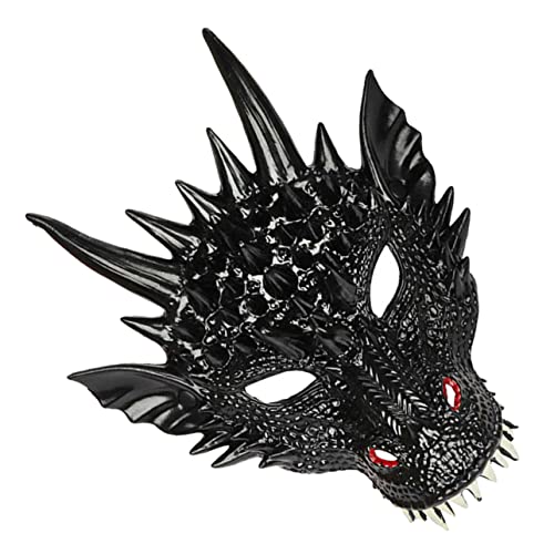 ibasenice Drachenmaske halloween masken halloweenmaske dragon mask karnevalsmasken mouth mask opmasken Cosplay Drachenkostüm Maskerade-Drachen-Gesichtsmaske Halloween-Drachenkostüm Pu Black von ibasenice