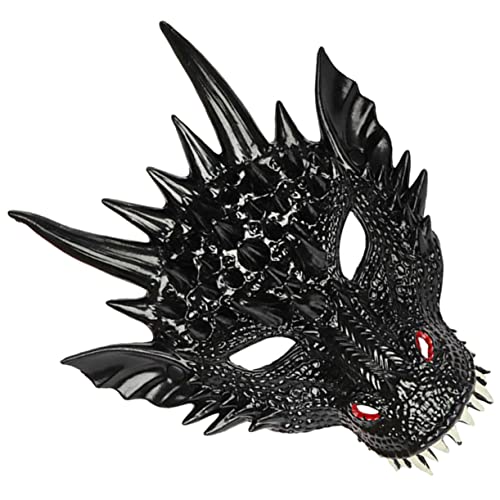 ibasenice Drachenmaske halloween masken halloweenmaske hallowen masks realistic mask schwarzen masken Halloween-Drachenkopfmaske Drachen Gesichtsmaske Cosplay Drachenkostüm Pu Black von ibasenice