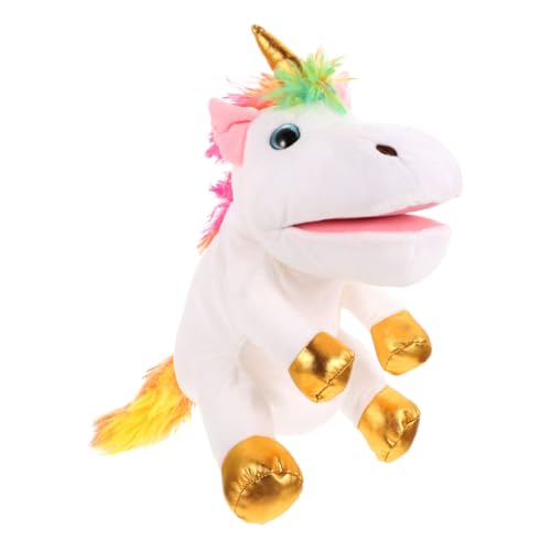 ibasenice Einhorn Handpuppe Kinderhandspielzeug Realistische Handpuppe Handspielzeug Für Kinder Dekoratives Handspielzeug Einhornspielzeug Zum Geschichtenerzählen Pp Baumwolle Weiß von ibasenice