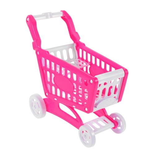 ibasenice Einkaufs Wagen für Kinder Puppen Einkaufswagen Kinder Spielzeug Wagen Spielzeug Einkaufswagen Set Kinder Handwagen Spielzeug Kleiner Einkaufswagen Miniatur-Puppenwagen Plastik Rosa von ibasenice