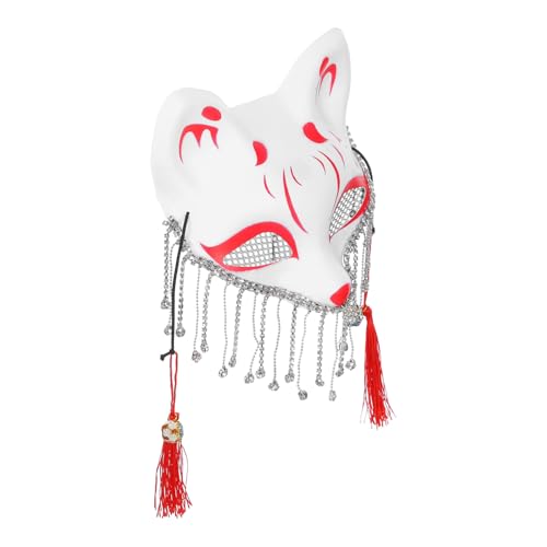 ibasenice Fuchs Cosplay Maske Mit Quasten Hallween Tiermaske Hase Maske Katze Gesichtsmaske Für Maskenball Party Halloween Japanische Kitsune Kabuki Rot von ibasenice