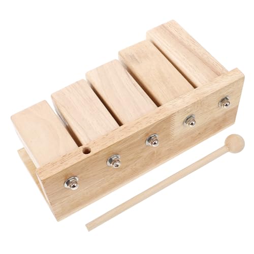 ibasenice Fünf-Noten-Klöppel Holzblock musikspielzeug Kinderinstrument Musikalisches Holzspielzeug Holzschlagblock mit Hammer Perkussionsblock aus Holz hölzern Light Brown von ibasenice