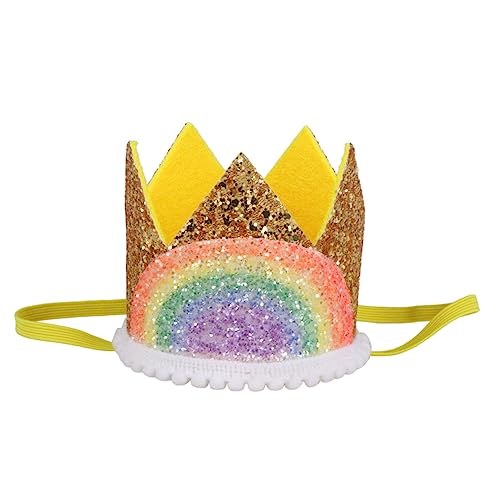 ibasenice Baby-Geburtstagsparty-Regenbogen-Kronen-Spitzen-Stirnband Mini-Haargummis Baby Mädchen Tiara haarschmuck Haarband Partyhut für Kinder Geburtstagshut Sanft Haarring von ibasenice