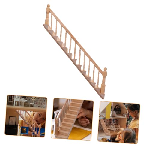 ibasenice Geländer Treppen handlauf treppe holztreppe DIY Modellbau Dekorationszubehör holzstiege Puppenhaustreppe Mini-Möbeldekoration Miniatur Zaun handlauf Miniatur-Treppenstepper hölzern von ibasenice