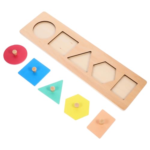 ibasenice Geometrische Tafeln Kindergarten Shapes Puzzle sinnesspielzeug gedächtnis sensorisches spielzeuge Shape-Match- Puzzles aus Holz hölzern von ibasenice