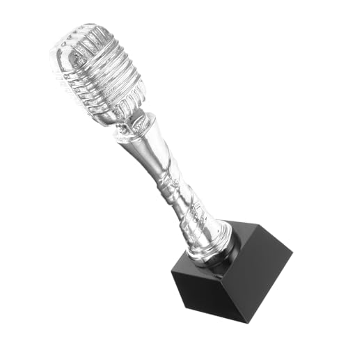 ibasenice Gesangstrophäe Für Kinder Gemeinschaftstrophäe Partydekorationen Zum Thema Musik Wettbewerbs-Souvenir Trophäen Für Musikleistungen Mikrofonpreis Für Sänger Jubeltrophäe Harz Silver von ibasenice